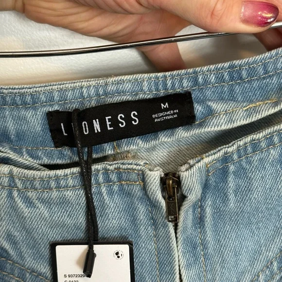 Lioness Daydream Tie Up Jean / Sky Blue Lace-Up Wide Leg Jeans - Picture 3 of 14